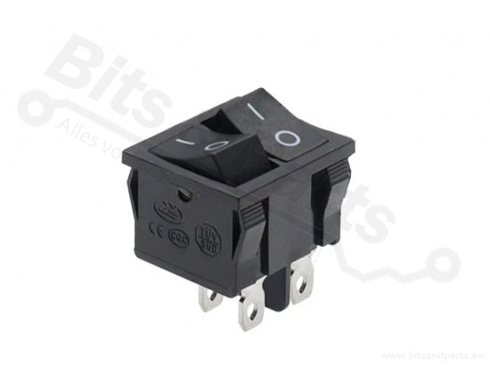 Rocker switch snap-in on/off double SPST black